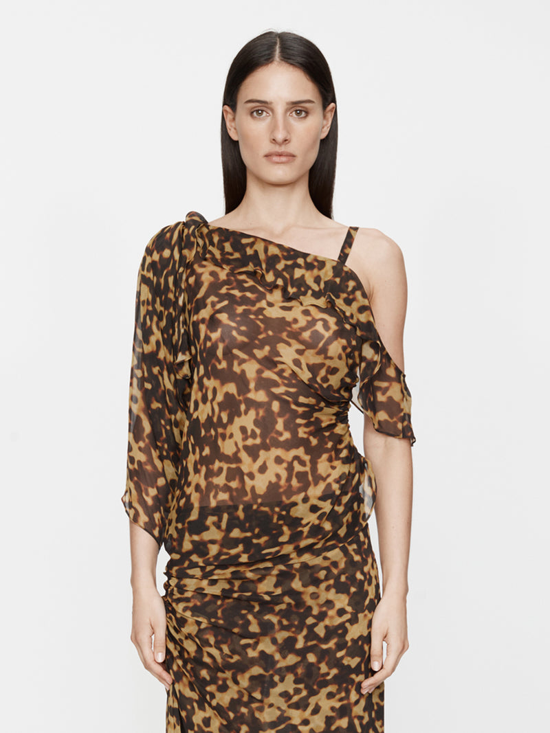 Roule Trimmed Silk Drape Top - Image 1