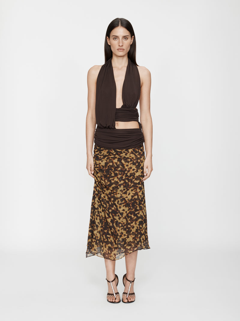 Cord Trimmed Silk Ruche Skirt - Image 2