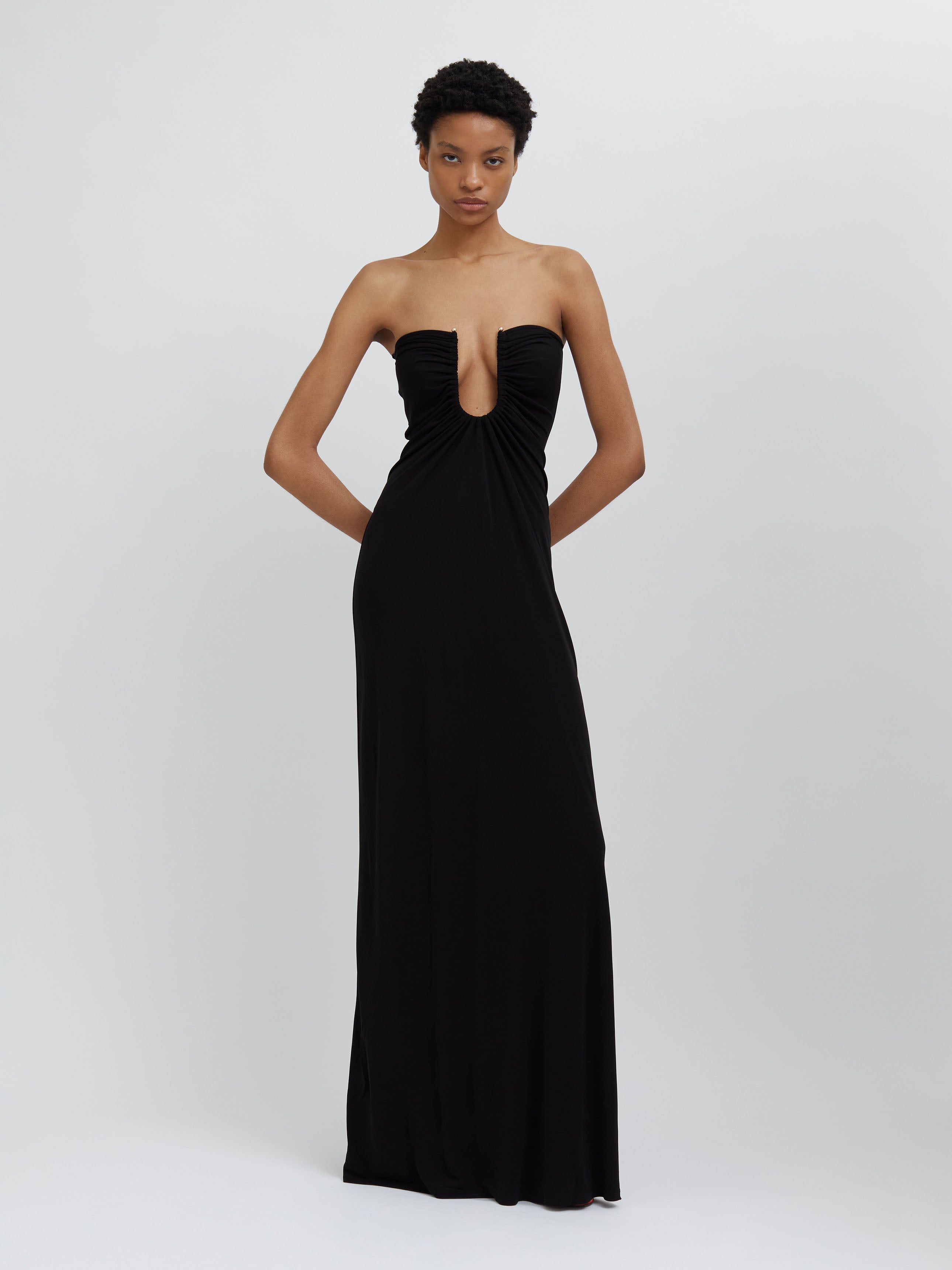 Christopher Esber | Arced Palm Strapless Dress Black
