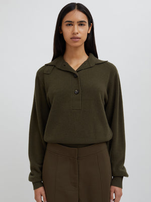 Christopher Esber | Cashmere Polo Sweater Khaki