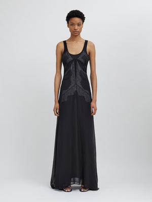 Christopher Esber | Encased Lace Cami Tank Gown Black White