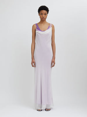 Christopher Esber | Tri Layered Cowl Dress Grape Multi