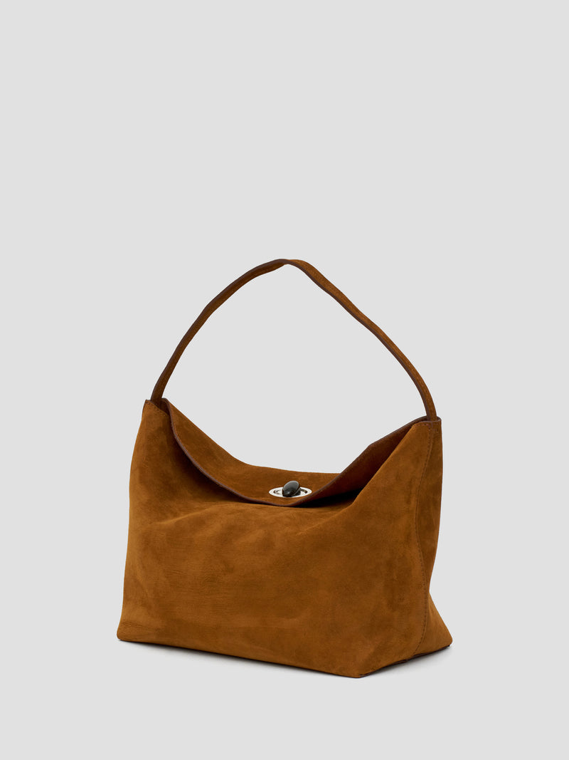 Turnlock Suede Shoulder Bag