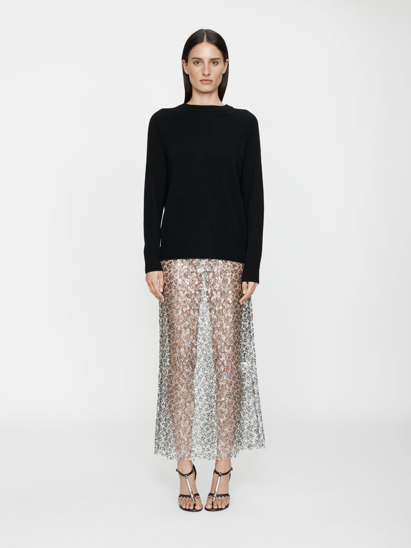 Sequined Lace Column Skirt - Image 1
