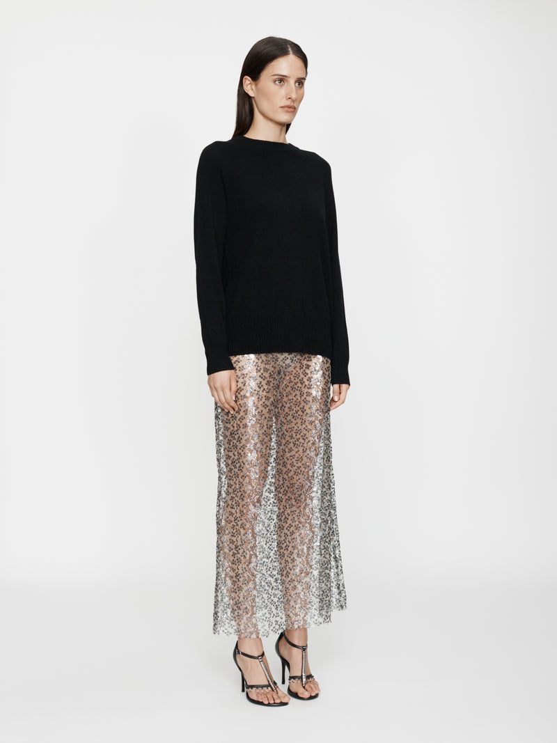 Sequined Lace Column Skirt - Image 3