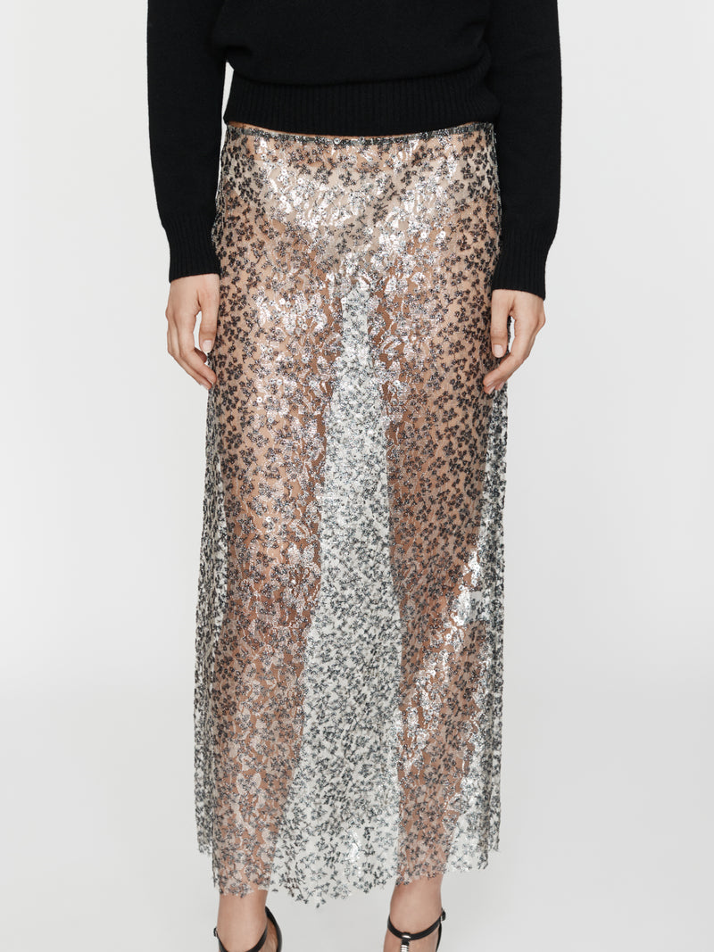 Sequined Lace Column Skirt - Image 5