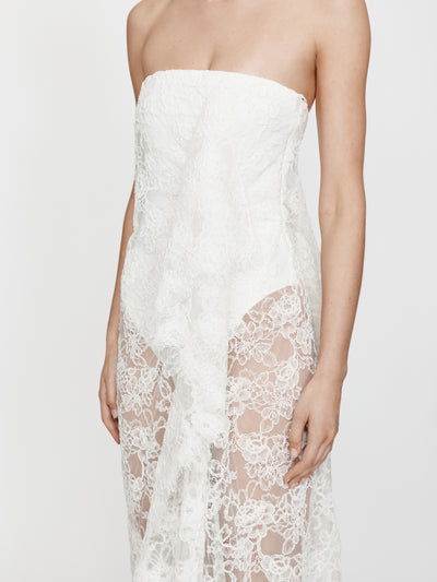 Floating Lace Strapless Gown