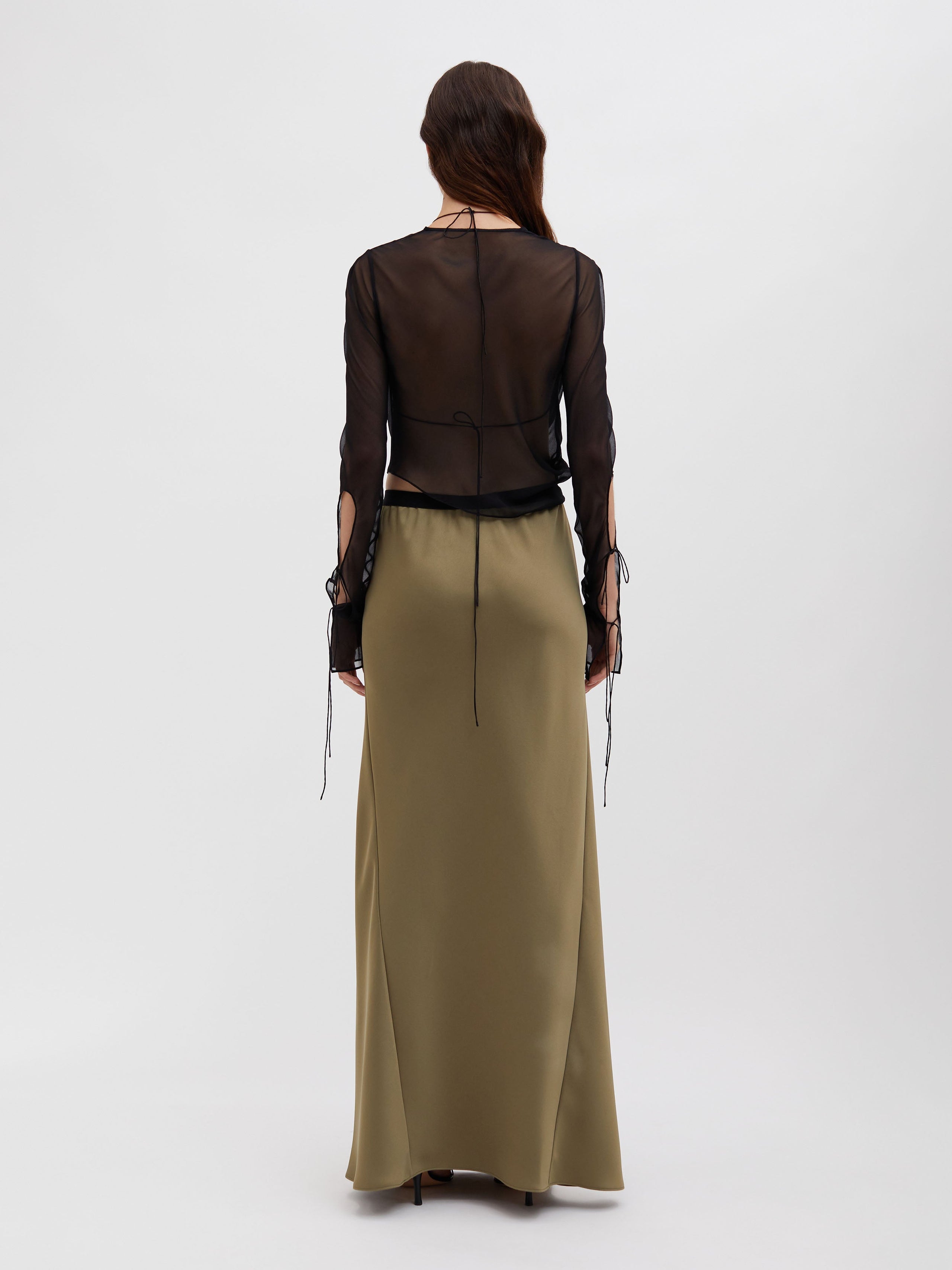 Front Pocket Bias Maxi Skirt