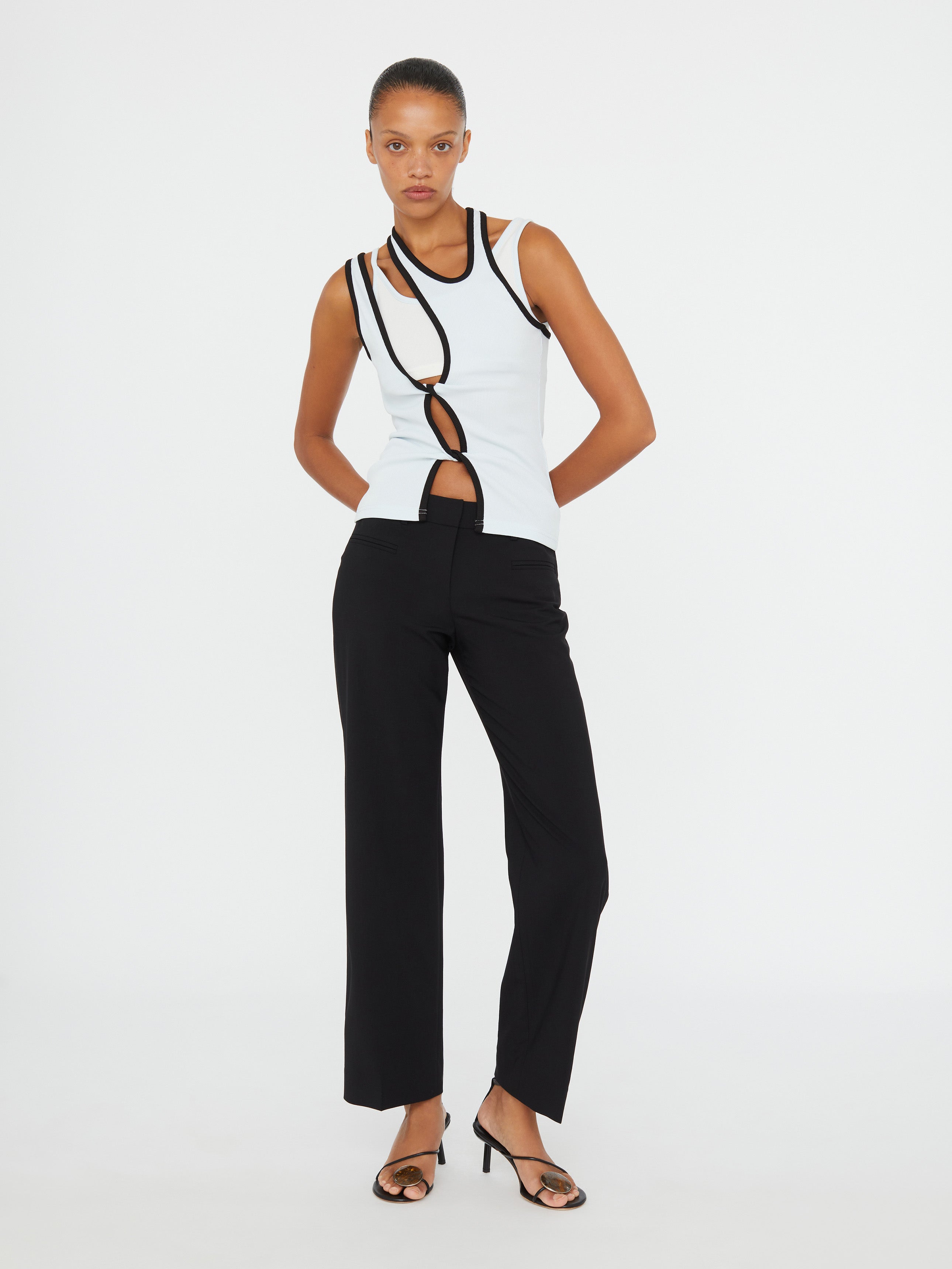 Christopher Esber Black Reverse T-Bar Halter Tank Top