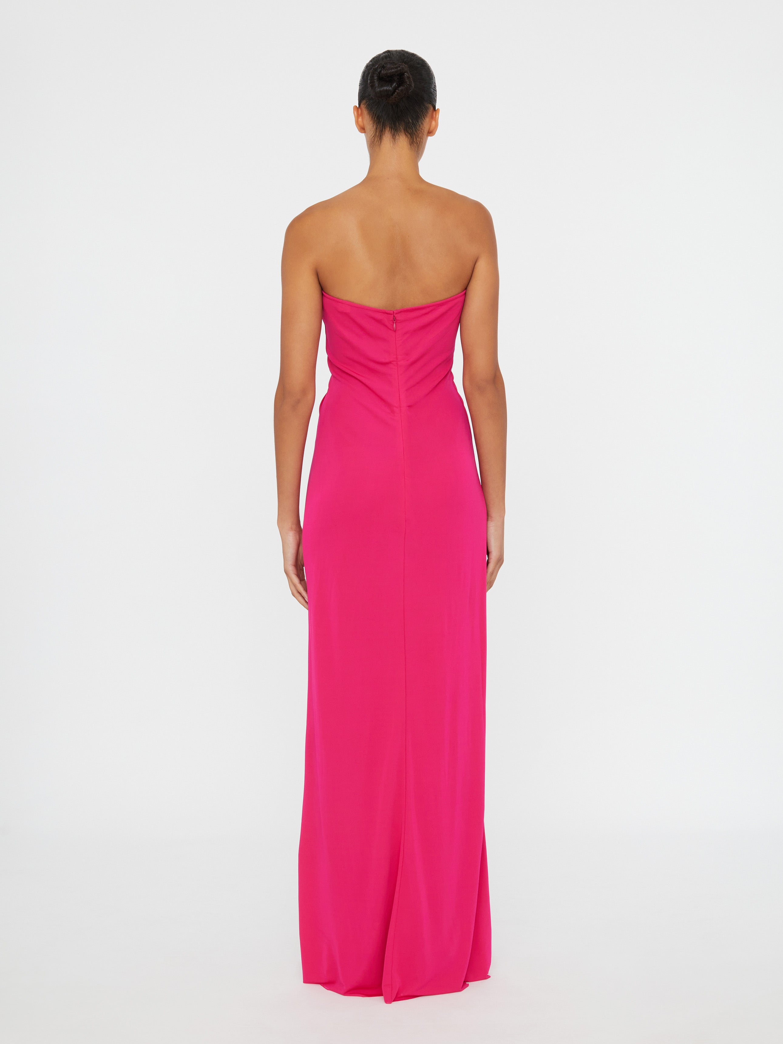 Arced Palm Strapless Dress