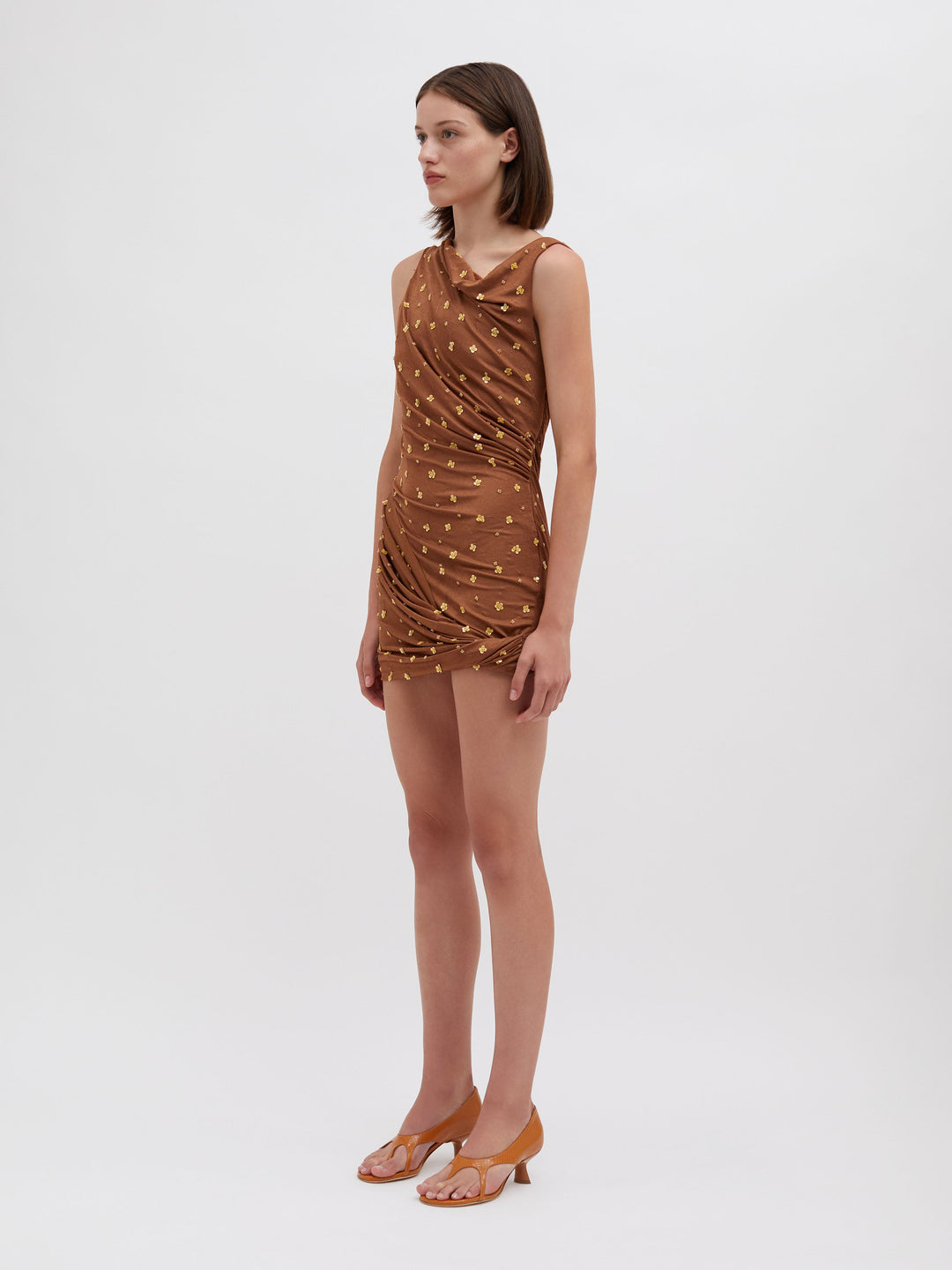 Verba Beaded Draped Mini Dress