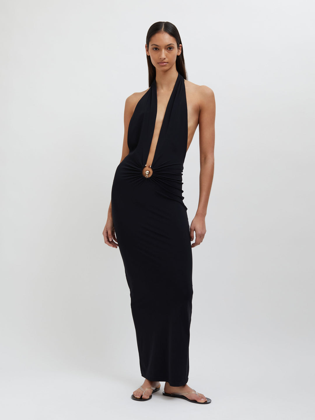 Pierced Orbit Halter Split Front Dress