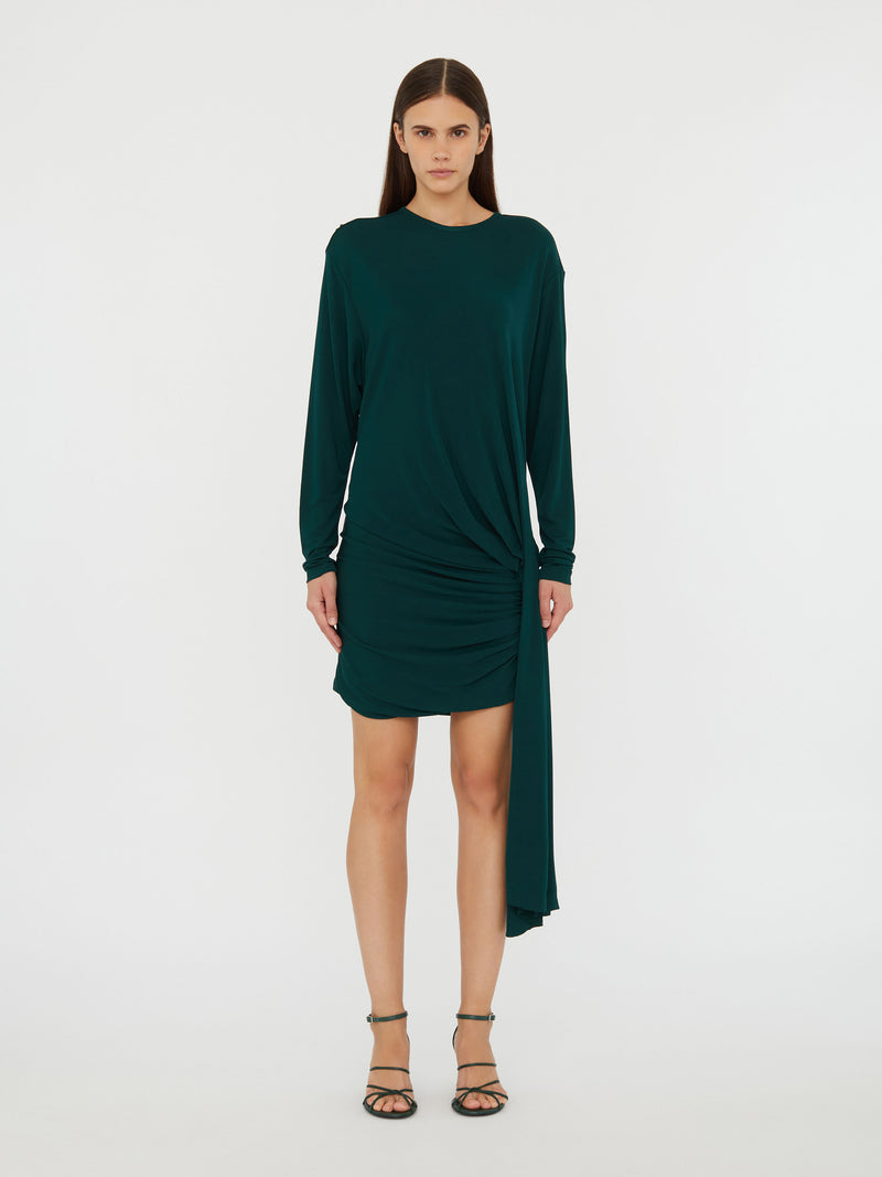 Side Cowl Drape Extension Dress