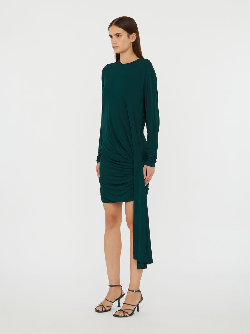 Side Cowl Drape Extension Dress