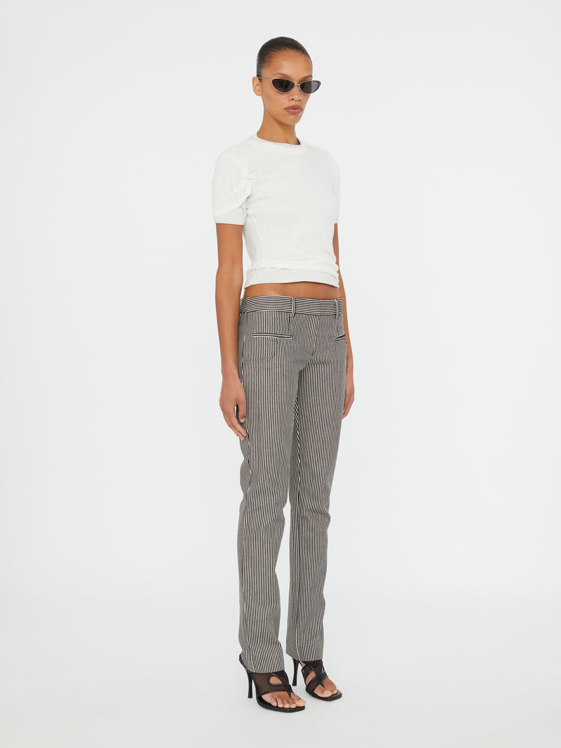 Sheer Ribbed Overlay Loophole Tee - Image 3