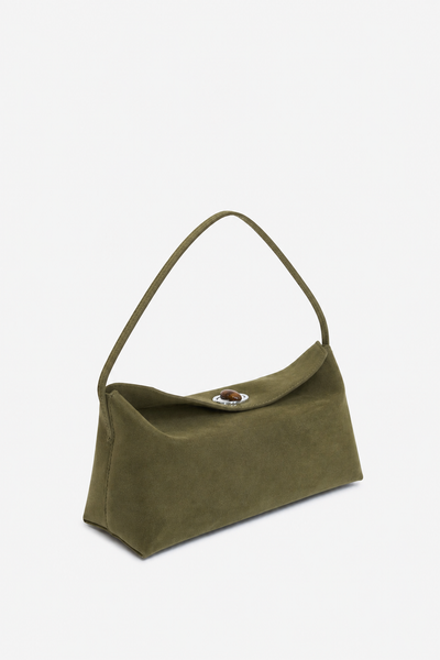 Doba Quartz Turnlock Suede Shoulder Bag