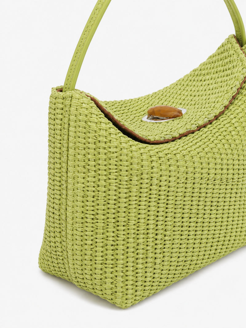 Turnlock Raffia Mini Bag - Image 2