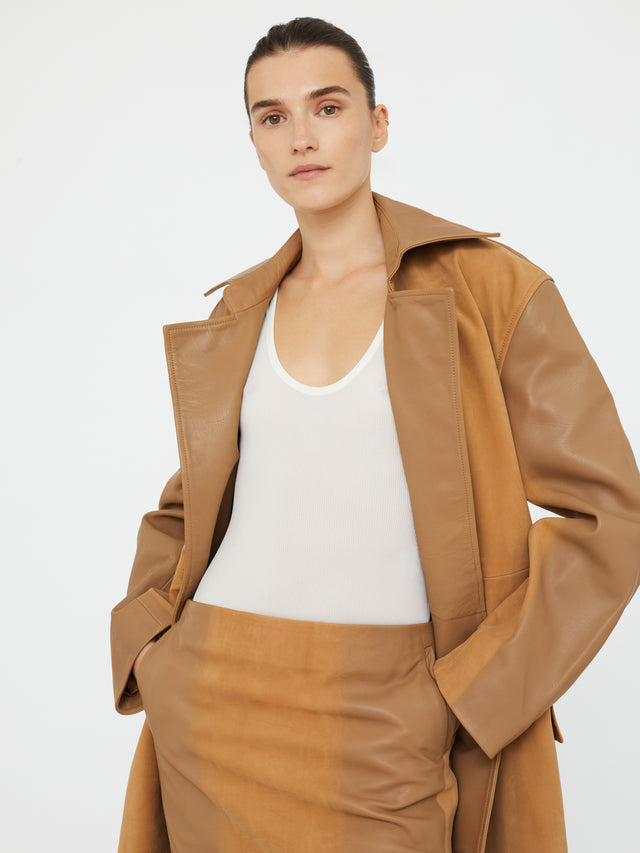 Scuffed Leather Coat