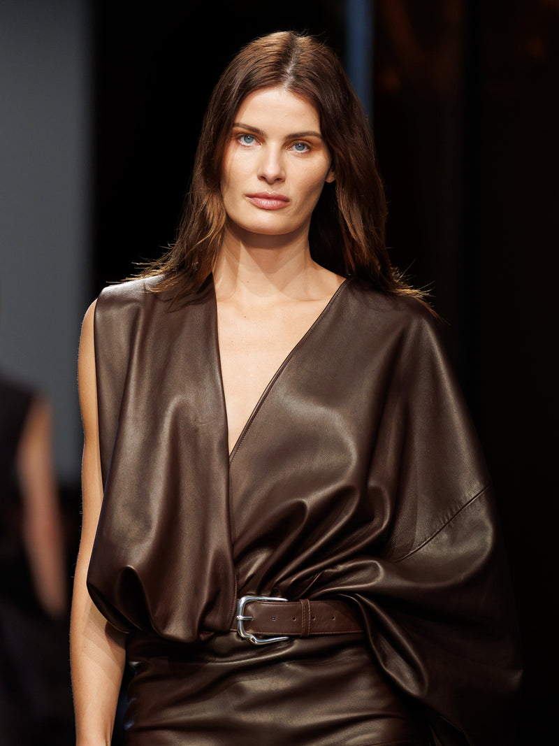 Swaddled Belted Leather Dress - Image 5