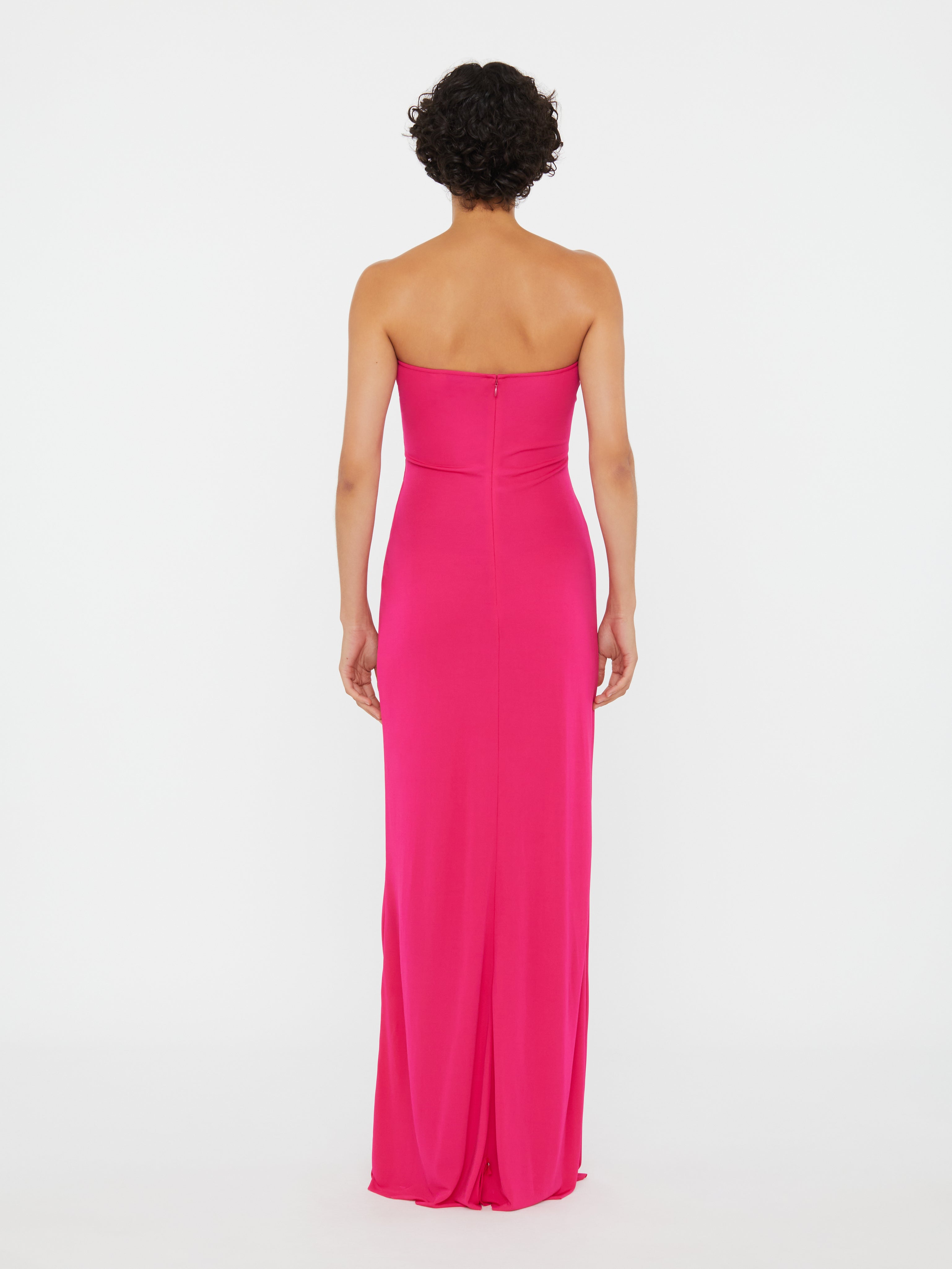 Arced Palm Strapless Dress