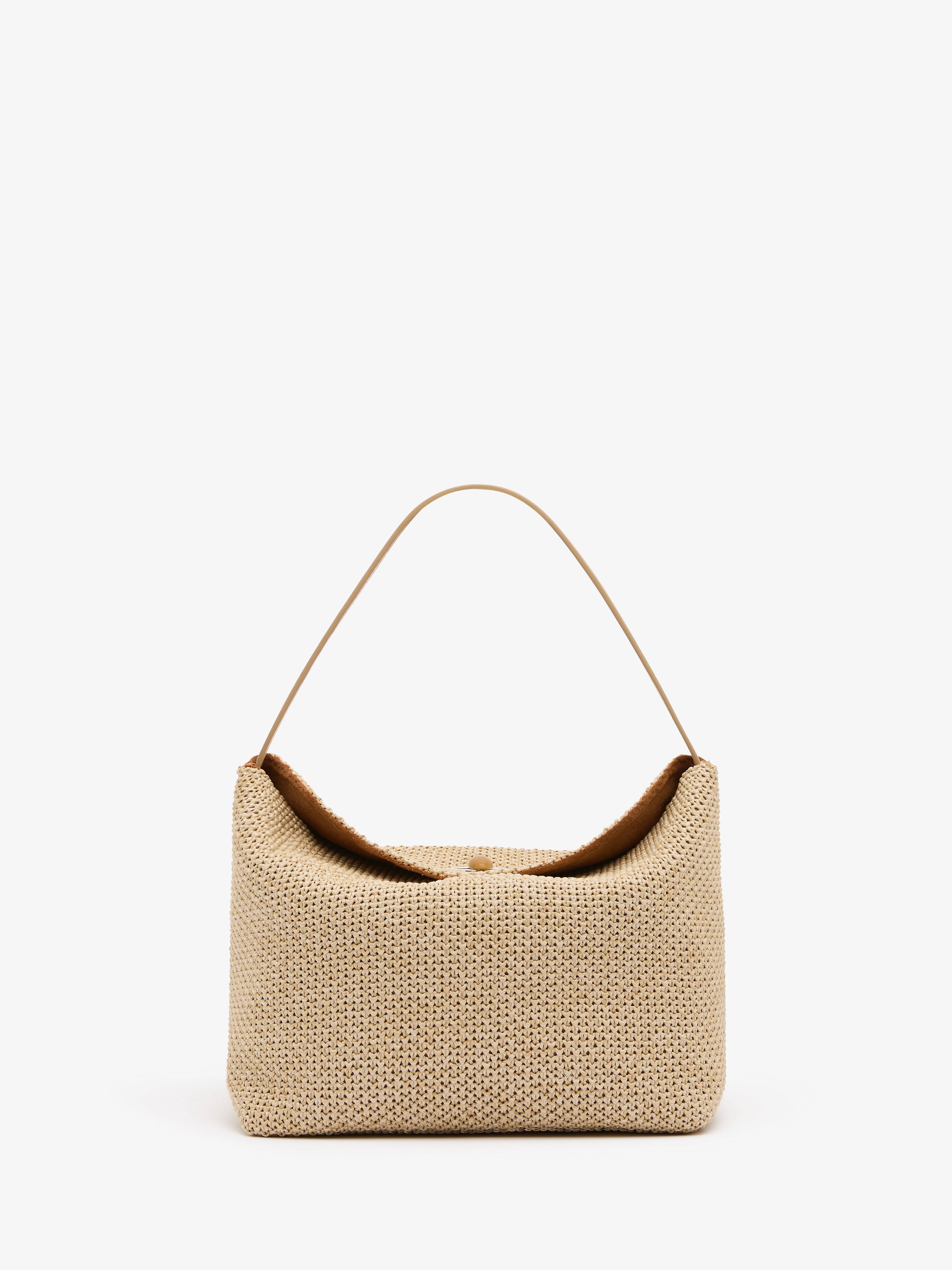 Turnlock Raffia Shoulder Bag