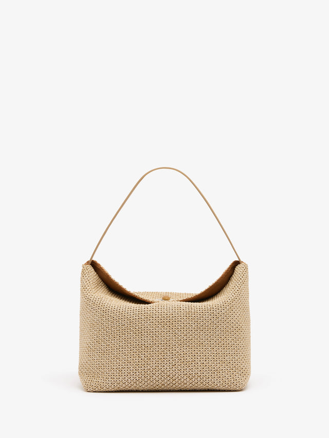 Turnlock Raffia Shoulder Bag
