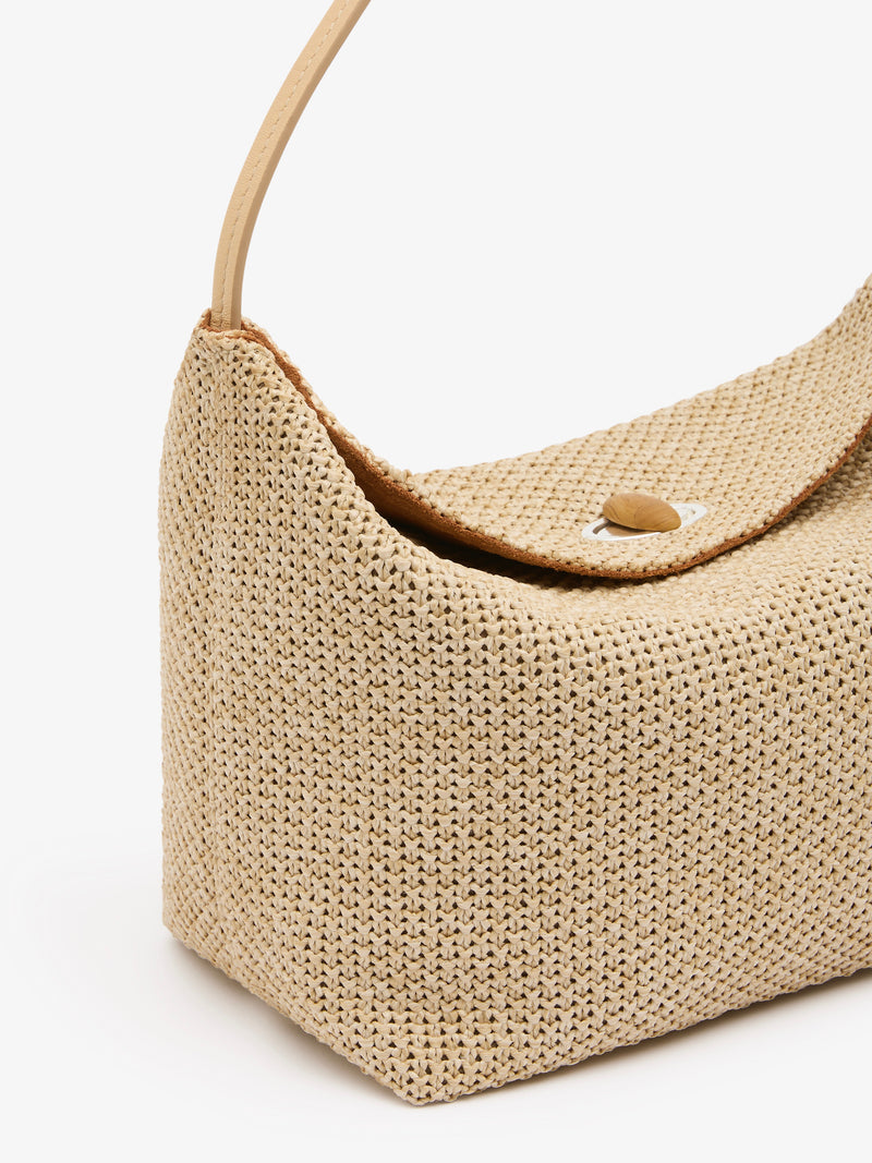 Turnlock Raffia Shoulder Bag - Image 2