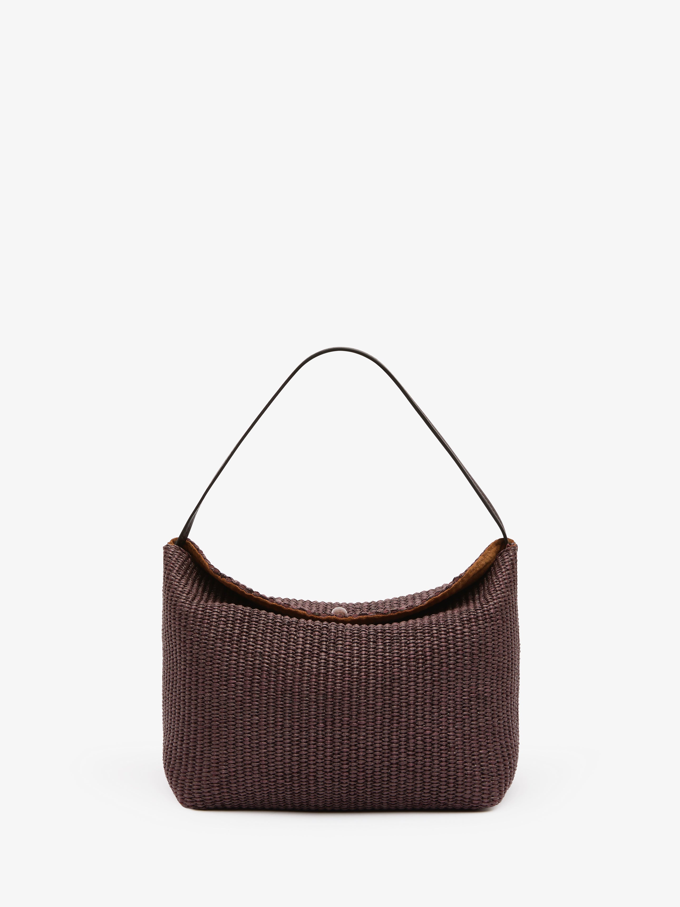 Turnlock Raffia Shoulder Bag