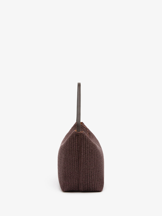 Turnlock Raffia Shoulder Bag