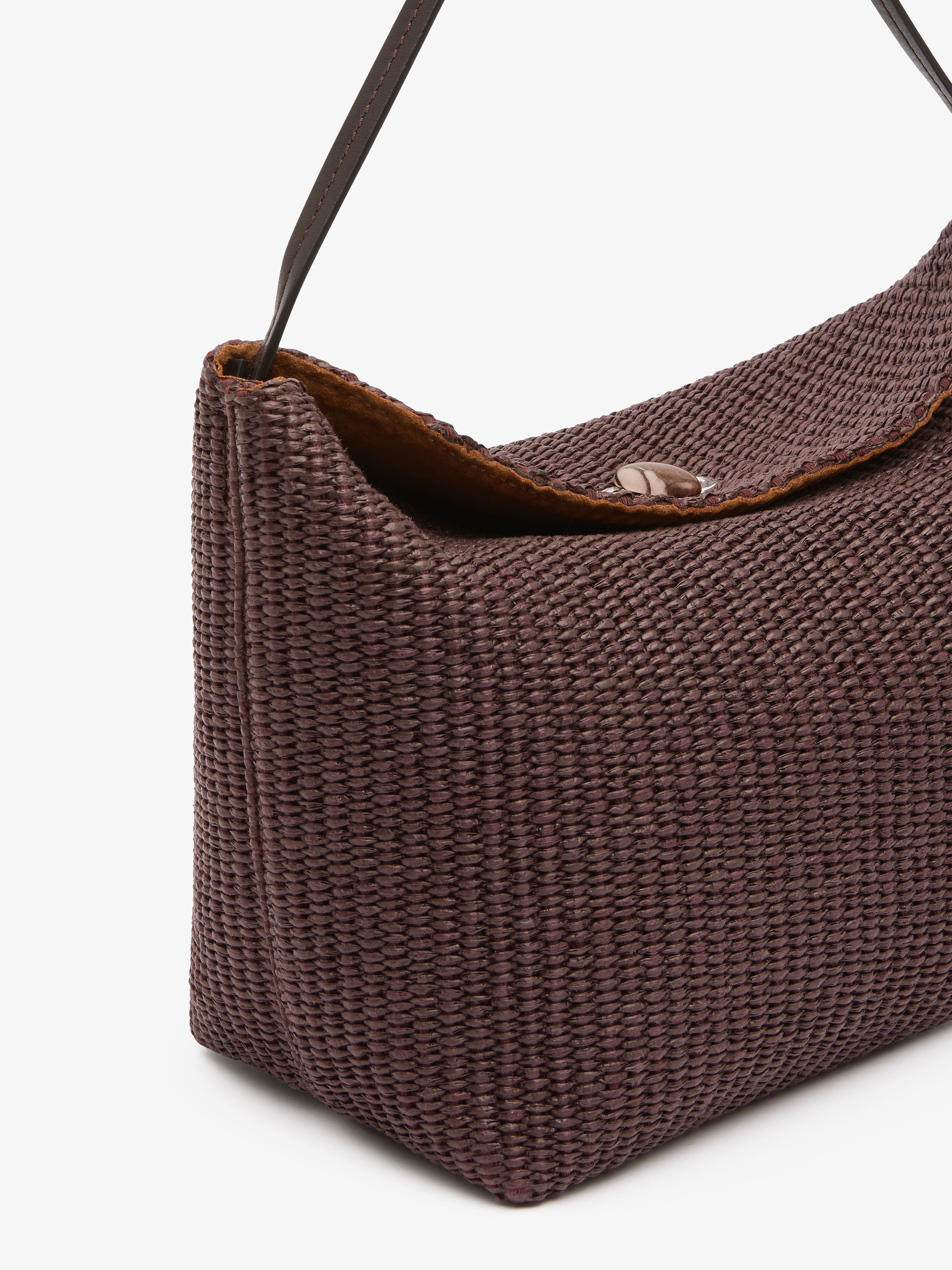 Turnlock Raffia Shoulder Bag