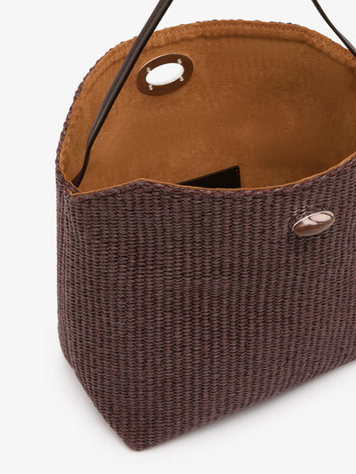 Turnlock Raffia Shoulder Bag