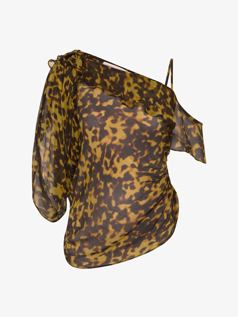 Roule Trimmed Silk Drape Top - Image 1