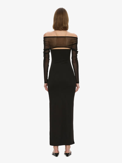 Orbit Ruched Sheer Rib Column Dress