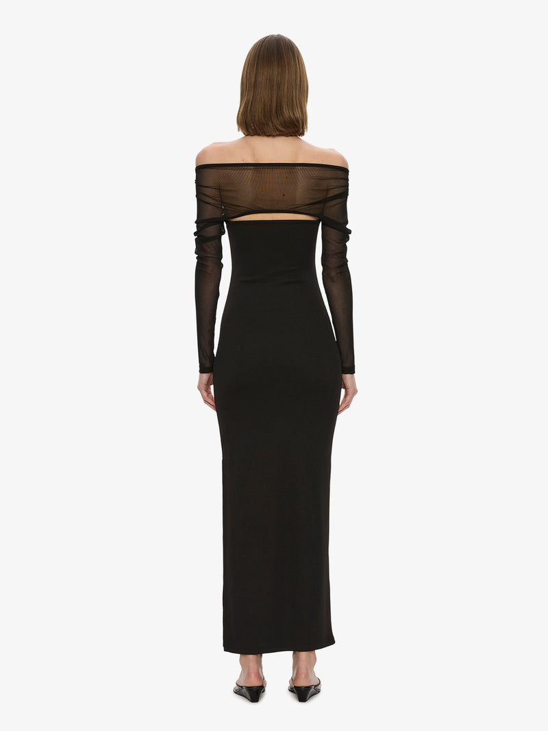Orbit Ruched Sheer Rib Column Dress - Image 4