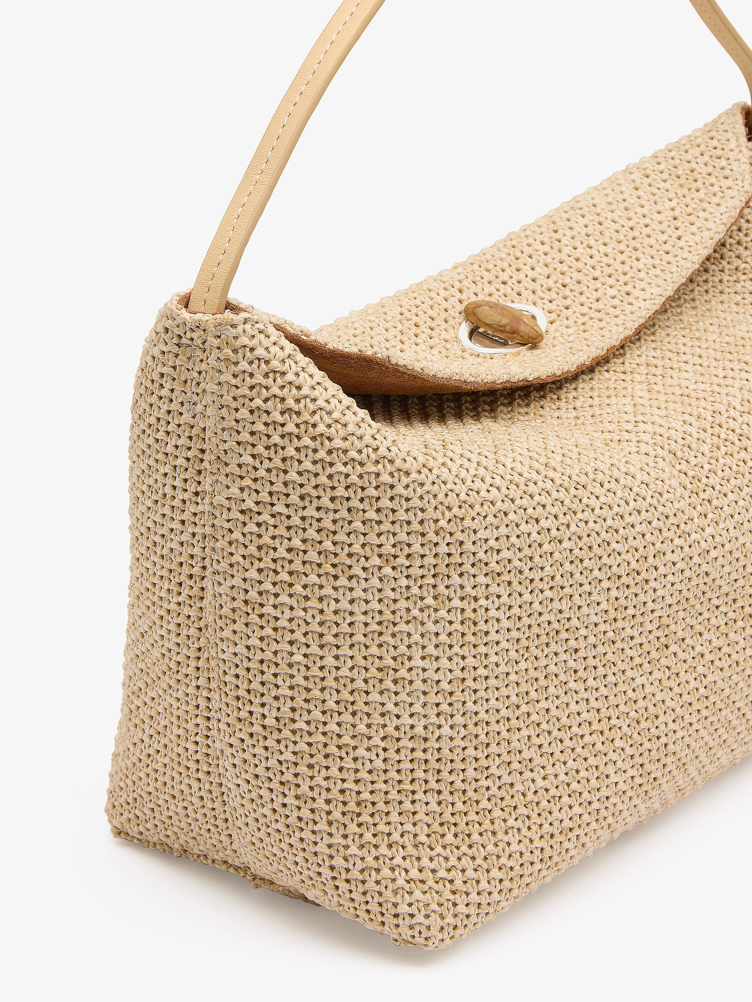 Turnlock Raffia Mini Bag