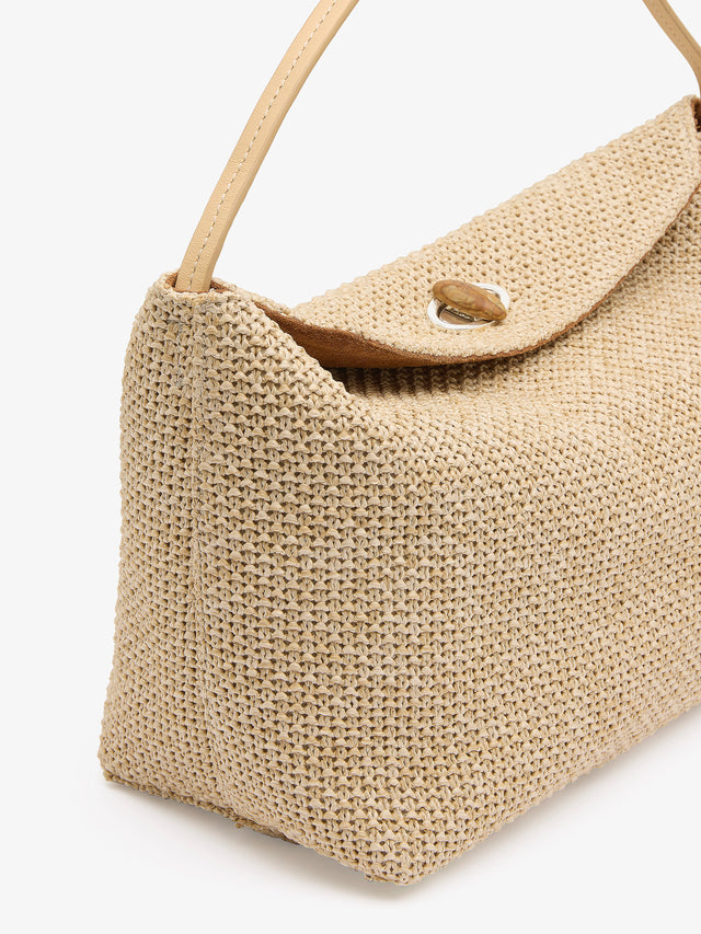 Turnlock Raffia Mini Bag