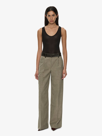 Tropical Wool Leather Waisted Trouser