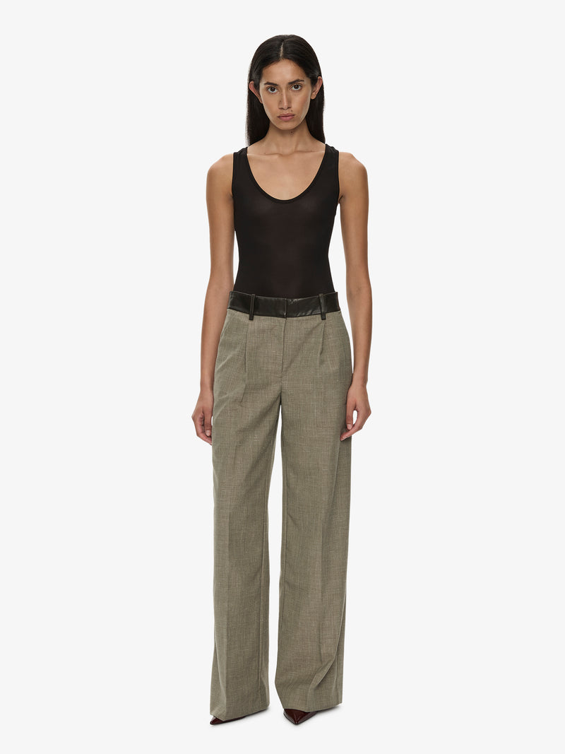 Tropical Wool Leather Waisted Trouser - Image 1