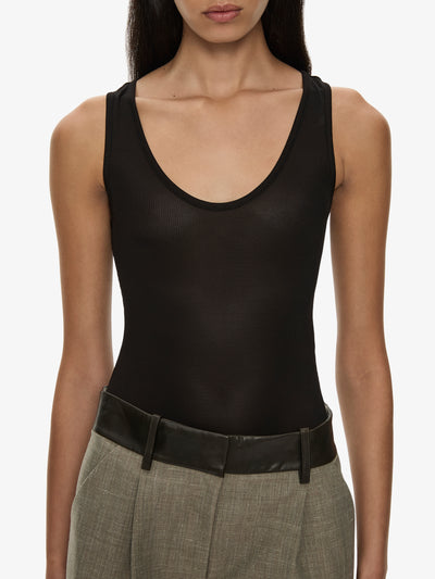 Tropical Wool Leather Waisted Trouser