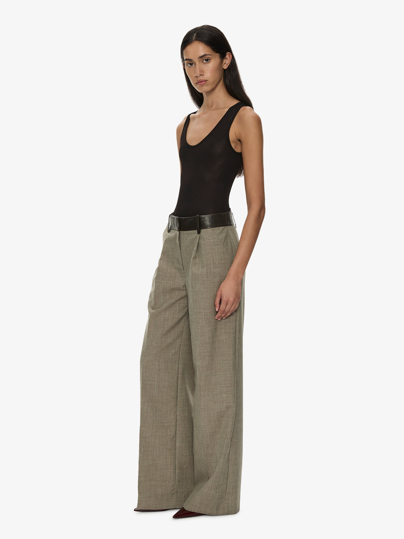 Tropical Wool Leather Waisted Trouser - Image 3