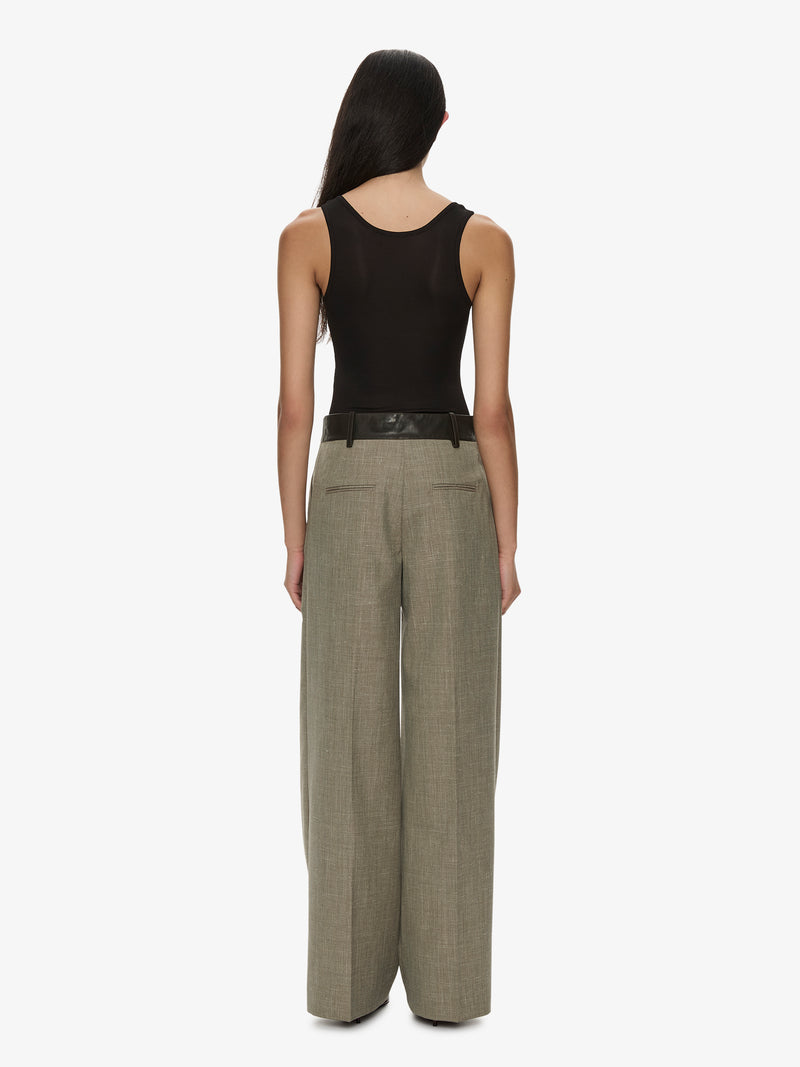 Tropical Wool Leather Waisted Trouser - Image 4