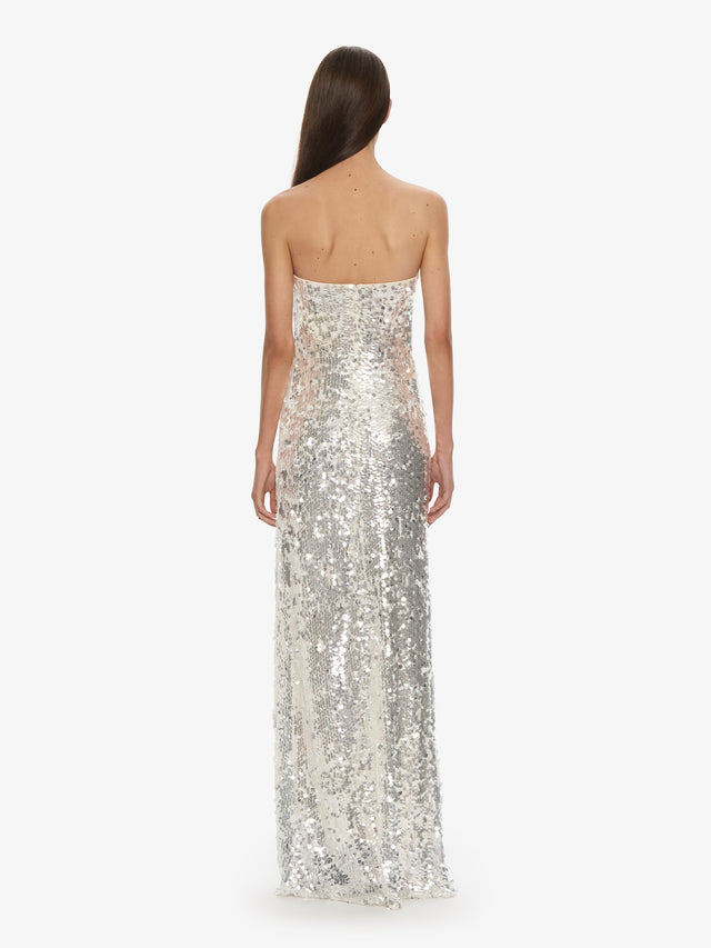 christopher esber silver dress Sequined lace midi dress - silver