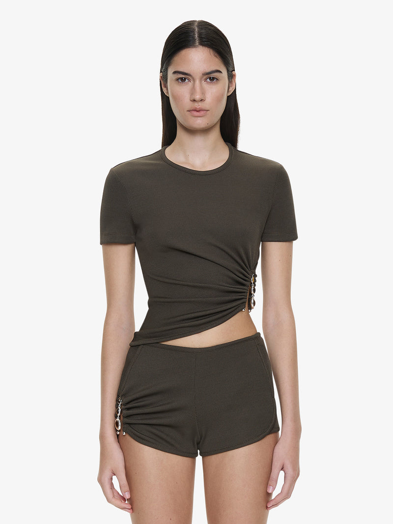 Droplet Crystal Ruched Tee - Image 1