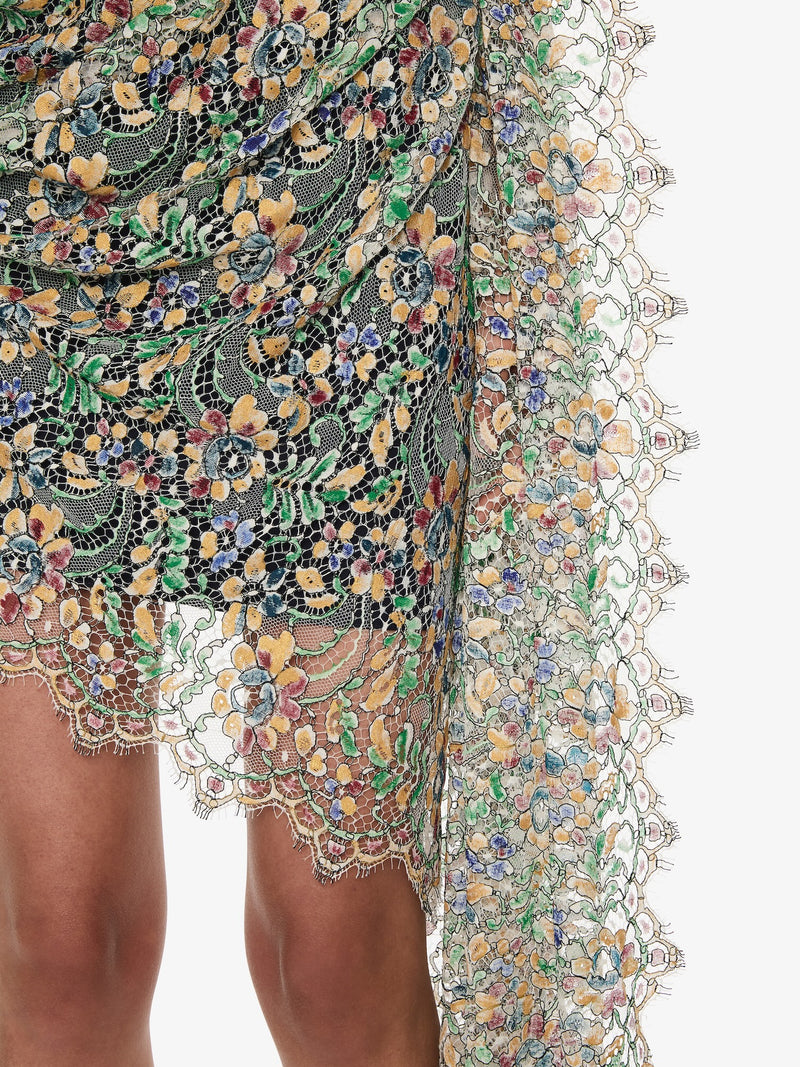 Hand Painted Draped Lace Mini Dress - Image 5