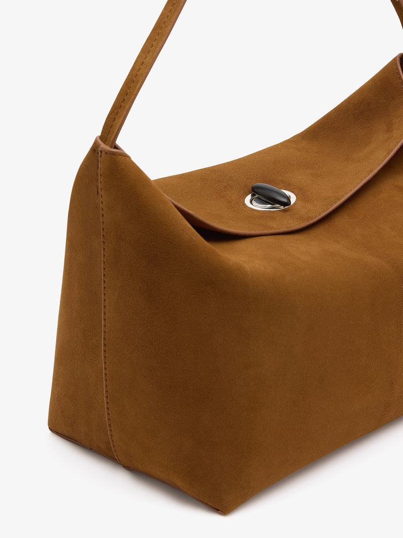 Turnlock Suede Shoulder Bag - Image 2