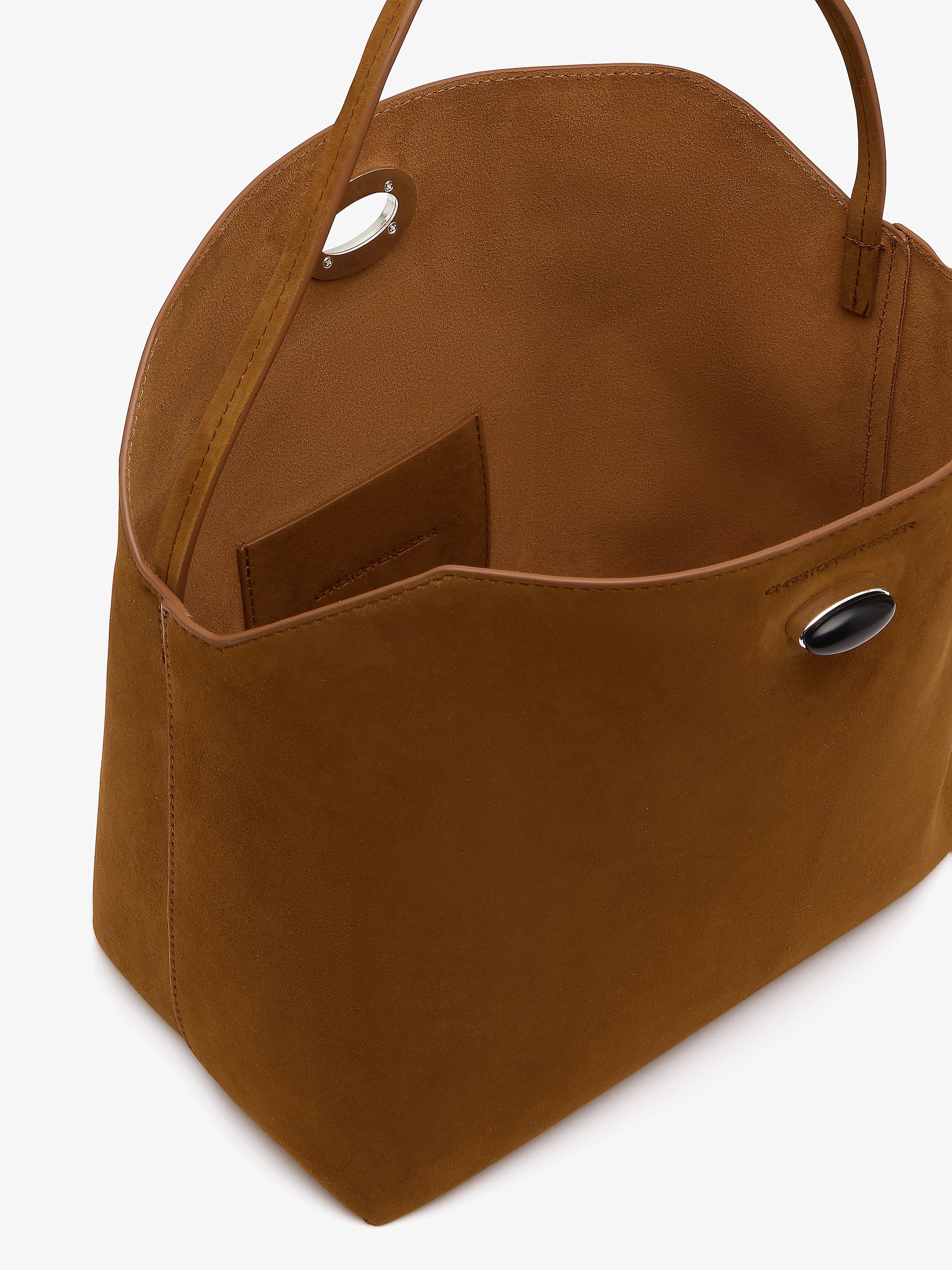 Turnlock Suede Shoulder Bag