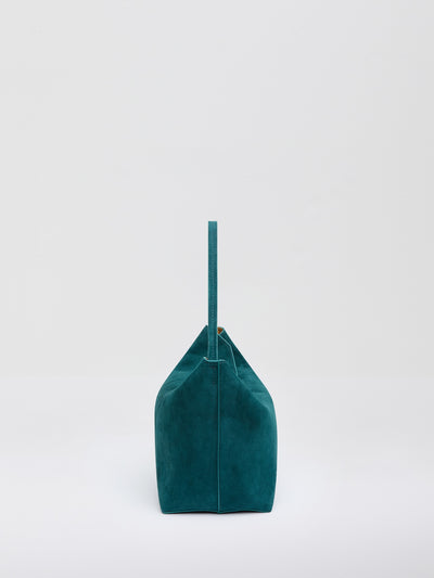 Turnlock Suede Shoulder Bag