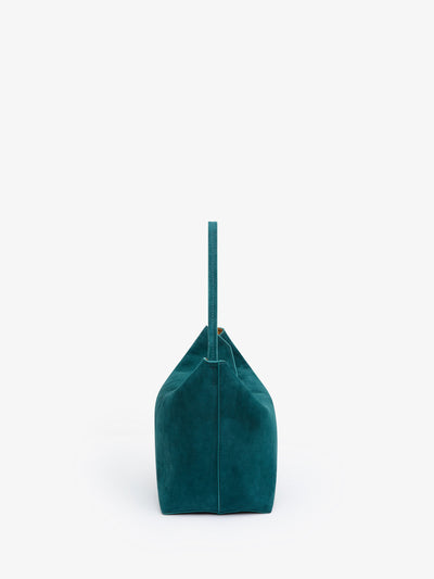 Turnlock Suede Shoulder Bag