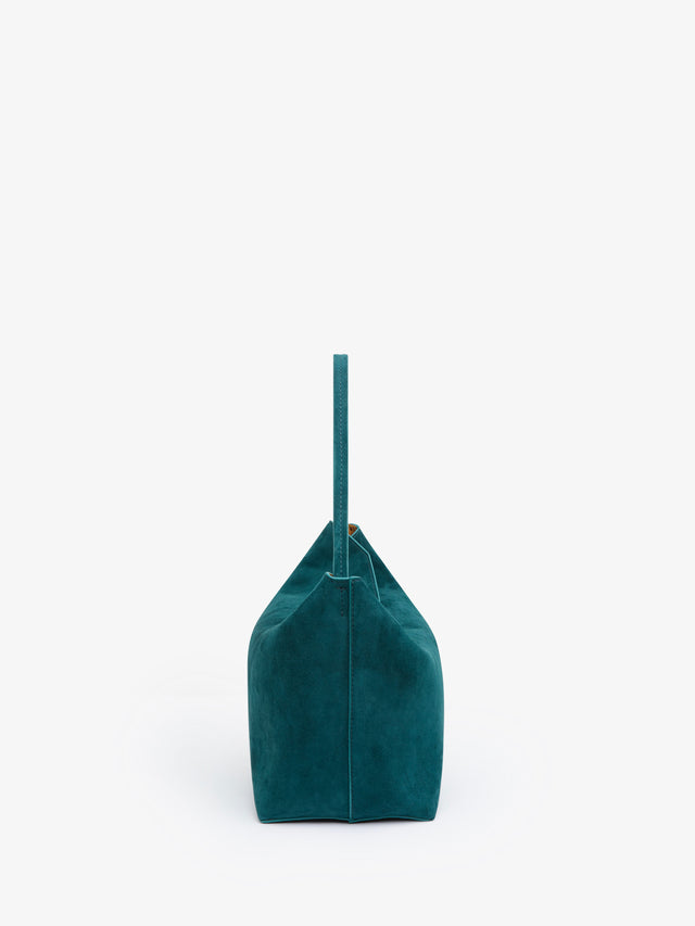 Turnlock Suede Shoulder Bag