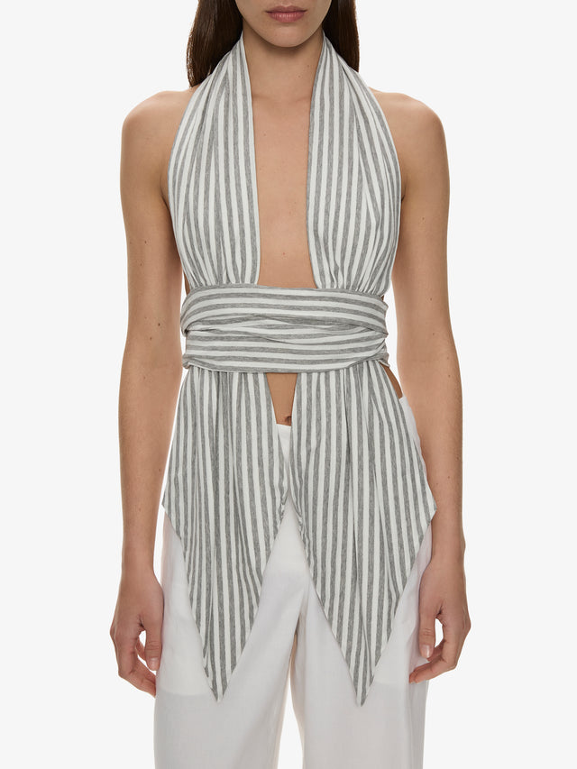 Scarf Draped Halter Top